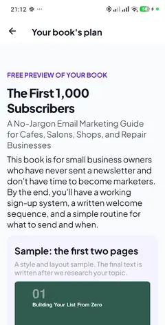 Free book plan and sample in the InkMagnet Android app