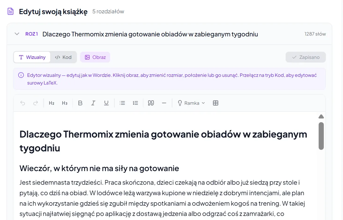 Wizualny edytor rozdziału w InkMagnet