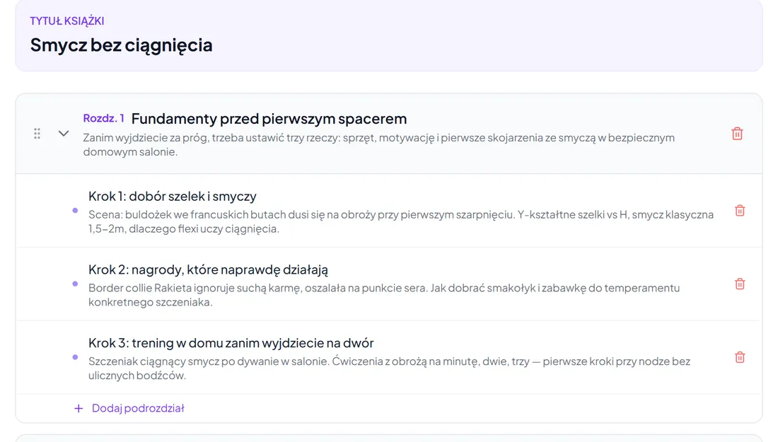 Dopasuj rozdziały do modułów