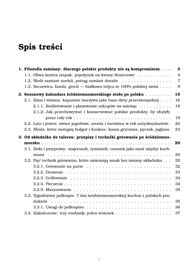 Układ strony spisu treści