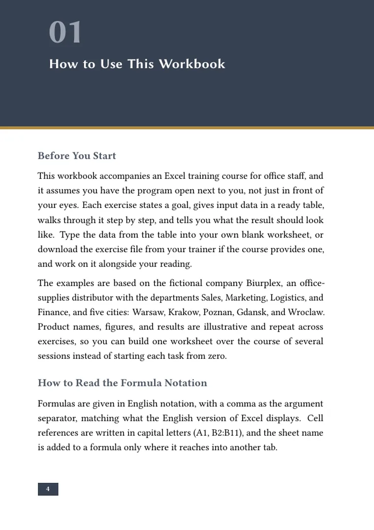 Preview page 1 of "Excel for Office Work: An Exercise Workbook for Training Participants"